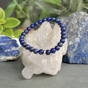 Pulsera elasticada de Lapislázuli (terminación en plata)