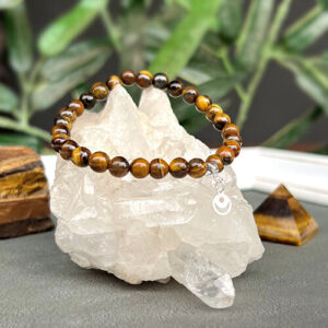 Pulsera elasticada de Ojo de Tigre (terminación en plata)