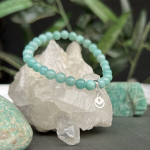 Pulsera elasticada de Amazonita (terminación en plata)