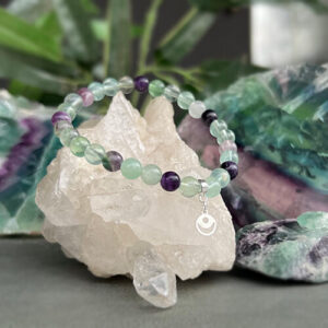 Pulsera elasticada de Fluorita (terminación en plata)