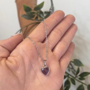Collar mini corazón facetado Amatista